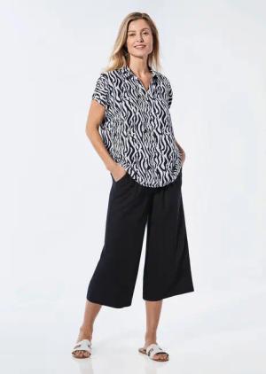 Druckbluse - schwarz / weiß / gemustert - Gr. 42 von Goldner Fashion