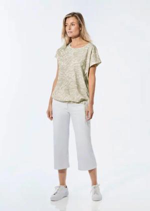 Shirt mit U-Boot-Ausschnitt - beige / gemustert - Gr. 52 von Goldner Fashion