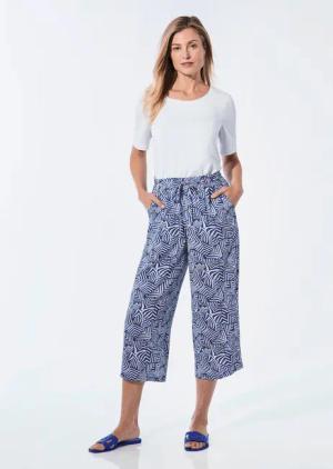 Sommerliche Druckhose - royalblau / weiß / gemustert - Gr. 255 von Goldner Fashion