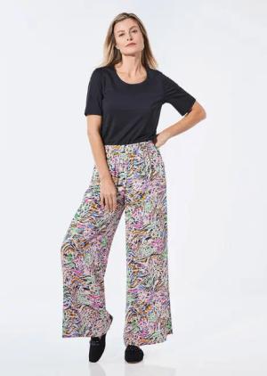 Hose mit weitem Bein - bunt / gemustert - Gr. 195 von Goldner Fashion