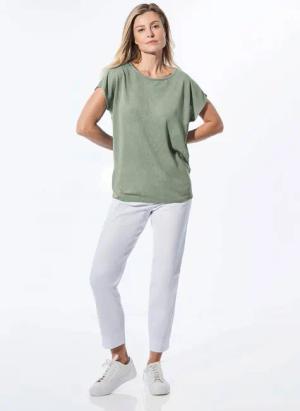Shirt in Leinenoptik - graugrün - Gr. 24 von Goldner Fashion