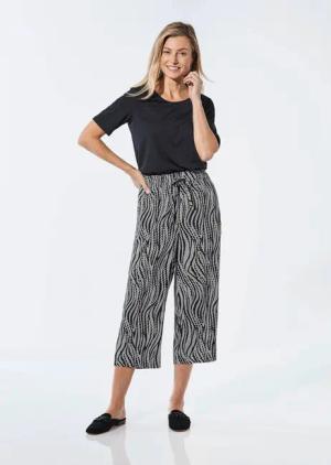 Sommerliche Druckhose - schwarz / cremeweiß / gemustert - Gr. 20 von Goldner Fashion