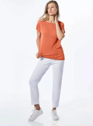 Shirt in Leinenoptik - orange - Gr. 42 von Goldner Fashion
