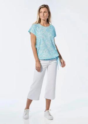 Shirt mit U-Boot-Ausschnitt - mint / gemustert - Gr. 20 von Goldner Fashion