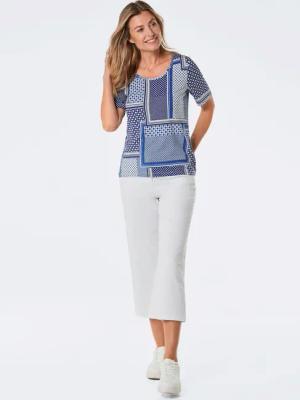 Druckshirt - blau / weiß / gemustert - Gr. 24 von Goldner Fashion