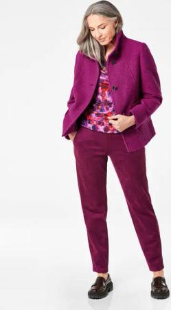 Wollmix Jacke mit Stehkragen - beere - Gr. 44 von Goldner Fashion