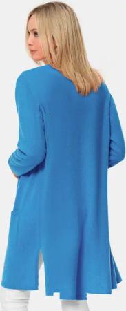 Modische Kaschmir-Longstrickjacke - blau - Gr. 20 von Goldner Fashion
