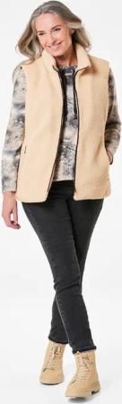 Teddy-Weste mit Stehkragen - beige - Gr. 38 von Goldner Fashion