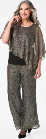 Shirt mit asymmetrischem Überwurf - schwarz / metallic / gemustert - Gr. 25 von Goldner Fashion
