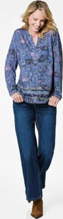 Langarmshirt mit Paisleymuster - blau / gemustert - Gr. 24 von Goldner Fashion