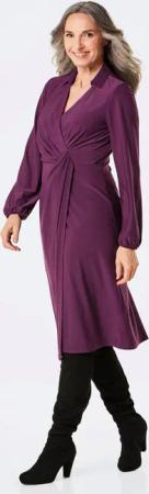 Wickelkleid mit Hemdkragen - aubergine - Gr. 50 von Goldner Fashion