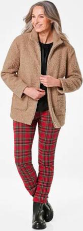 Teddy Jacke mit Stehkragen - camel - Gr. 38 von Goldner Fashion