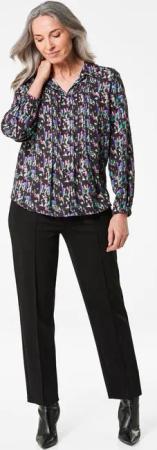 Druckbluse mit Minimalmuster - schwarz / gemustert - Gr. 42 von Goldner Fashion