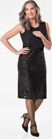 Paillettenrock mit bequemem Schlupfbund - schwarz - Gr. 20 von Goldner Fashion