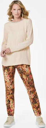 Blusenshirt mit schimmernder Ausschnittblende - cremeweiß - Gr. 38 von Goldner Fashion