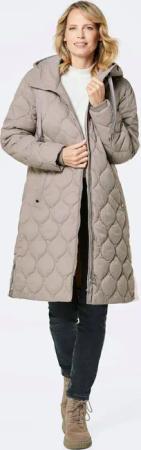 Steppmantel mit Kapuze - taupe - Gr. 52 von Goldner Fashion