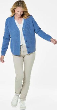 Pflegeleichte Strickjacke in hochwertiger Rippenstruktur - blau - Gr. 25 von Goldner Fashion