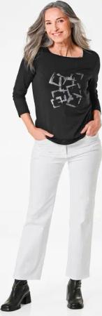 Langarmshirt mit metallischem Druck - schwarz - Gr. 20 von Goldner Fashion
