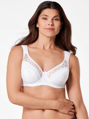 Nahtgeformter Bügel-BH mit Komfortträgern - weiß - Gr. 95 E von Goldner Fashion