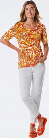 Druckshirt - orange / gemustert - Gr. 40 von Goldner Fashion