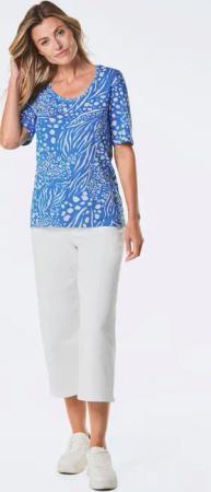 Druckshirt - blau / weiß / gemustert - Gr. 48 von Goldner Fashion