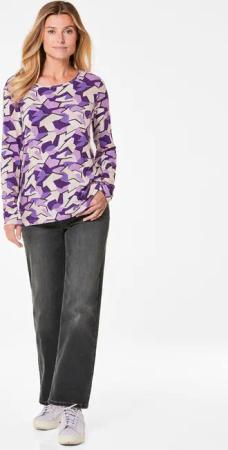 Langarmshirt mit auffälligem Muster - lila / gemustert - Gr. 54 von Goldner Fashion