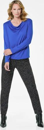 Langarmshirt mit Wasserfall-Ausschnitt - royalblau - Gr. 44 von Goldner Fashion