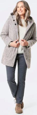Kurzmantel mit Wollanteil in Bicolor-Optik - rosé / grau / gemustert - Gr. 23 von Goldner Fashion