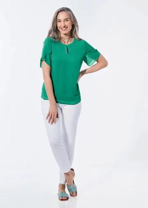 Bluse - smaragd - Gr. 48 von Goldner Fashion