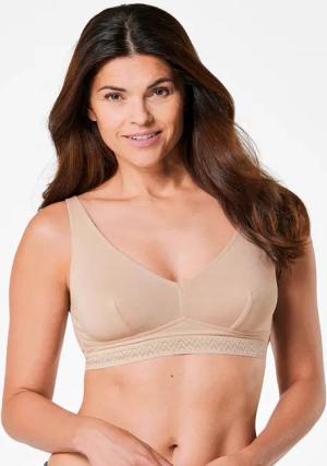 Bügelloser Soft-BH mit Baumwolle - beige - Gr. 75 D von Goldner Fashion