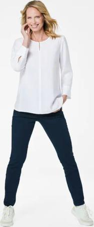 Rundhalsbluse aus strukturiertem Viskosemix - weiß - Gr. 40 von Goldner Fashion
