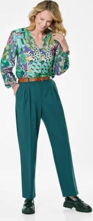 Weite Bundfaltenhose VERA - dunkelgrün - Gr. 46 von Goldner Fashion