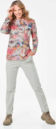 Langarmshirt mit Stehkragen - bunt / gemustert - Gr. 19 von Goldner Fashion