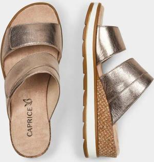 Pantolette mit verstellbaren Klettriemen - taupe / metallic - Gr. 42 von Goldner Fashion