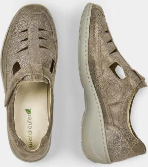 Slipper mit verstellbarem Klettverschluss - taupe / metallic - Gr. 40 von Goldner Fashion