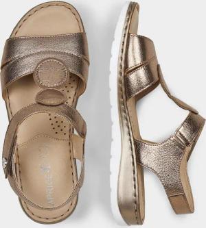 Sandale mit verstellbarem Klettriemen - taupe / metallic - Gr. 40 von Goldner Fashion