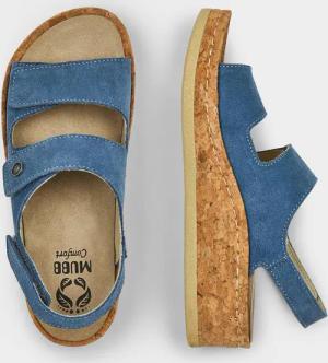 Sandale mit verstellbarem Klettriemen - blau - Gr. 42 von Goldner Fashion