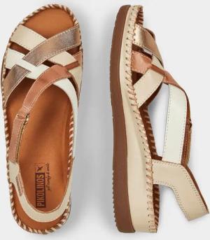 Sandale mit verstellbarem Klettriemen - braun / cremeweiß - Gr. 36 von Goldner Fashion