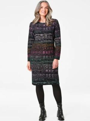 Strickkleid mit Allover-Jacquardmuster - bunt - Gr. 52 von Goldner Fashion
