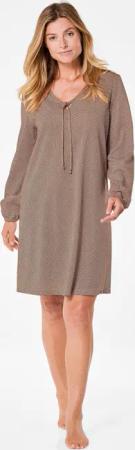 Nachthemd mit Langarm - beige / gemustert - Gr. 38 von Goldner Fashion