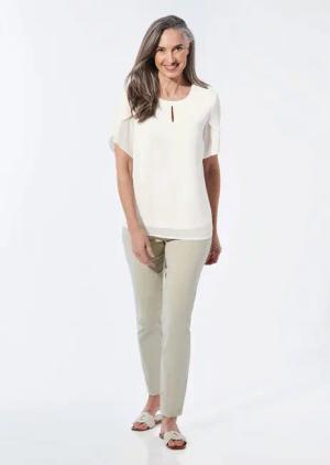 Bluse mit aufregender Ärmellösung - cremeweiß - Gr. 50 von Goldner Fashion