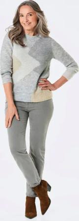 Strickpullover mit Intarsienmuster - grau / gemustert - Gr. 38 von Goldner Fashion