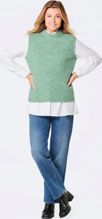 Rippstrick Pullunder mit Stehkragen - hellgrün - Gr. 44 von Goldner Fashion