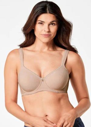 Trageangenehmer BH mit weichem Bügel - beige - Gr. 70 E von Goldner Fashion