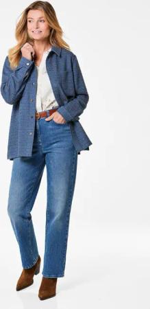 Hemdjacke in Boulcéoptik - rauchblau - Gr. 44 von Goldner Fashion