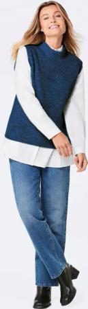 Rippstrick Pullunder mit Stehkragen - marine - Gr. 22 von Goldner Fashion