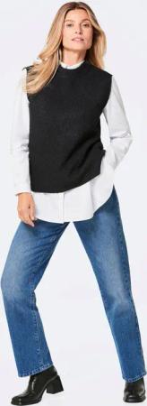 Rippstrick Pullunder mit Stehkragen - schwarz - Gr. 46 von Goldner Fashion