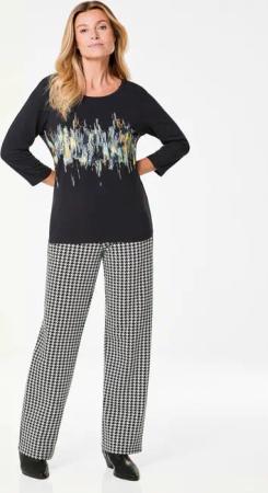 Druckshirt mit Schimmer-Effekt - schwarz - Gr. 38 von Goldner Fashion