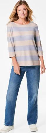 Geripptes Shirt mit Blockstreifen - hellblau / gemustert - Gr. 54 von Goldner Fashion