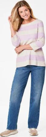 Geripptes Shirt mit Blockstreifen - flieder / gemustert - Gr. 19 von Goldner Fashion